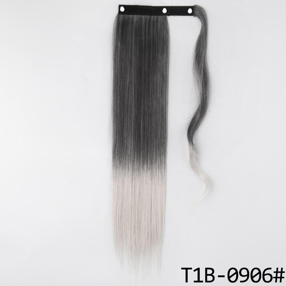 MERISIHAIR Lange, gewellte, umwickelbare Haarverlängerung, Kunstfaser, lange, gewellte, gerade Clip-in-Pferdeschwanz für den täglichen Gebrauch für Frauen