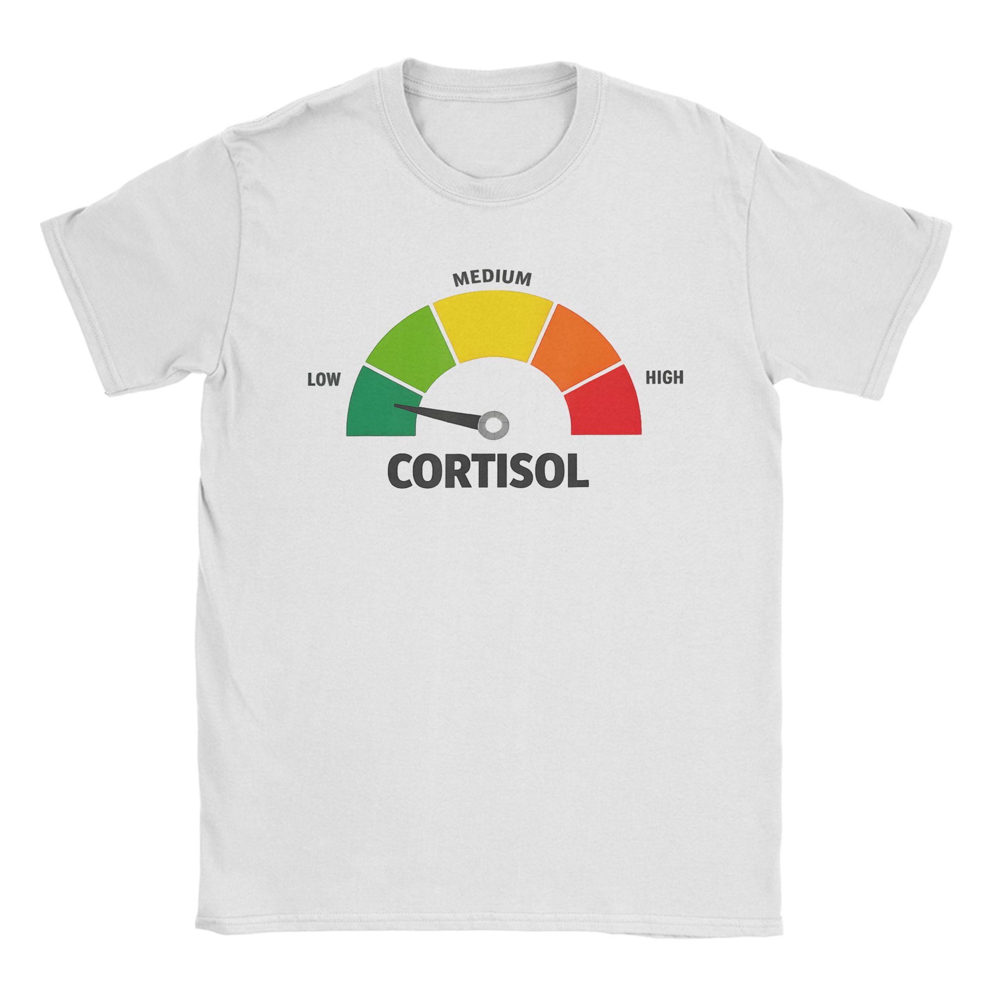 Low Cortisol Levels V Meme Funny Unisexs T Shirt Science Wellness Novelty Tee Shirt Short Sleeve TShirt Cotton Plus Size Clothing S