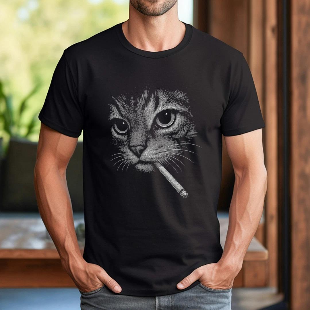 Смешная футболка с мемом про курящего кота 2XL