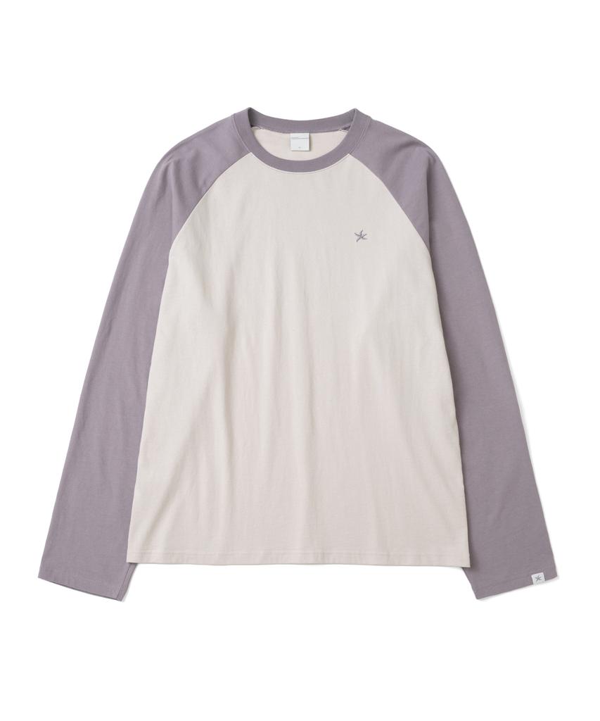 THE COLDEST MOMENT Tcm Mini Logo Raglan Long Sleeve (Beige/Purple)