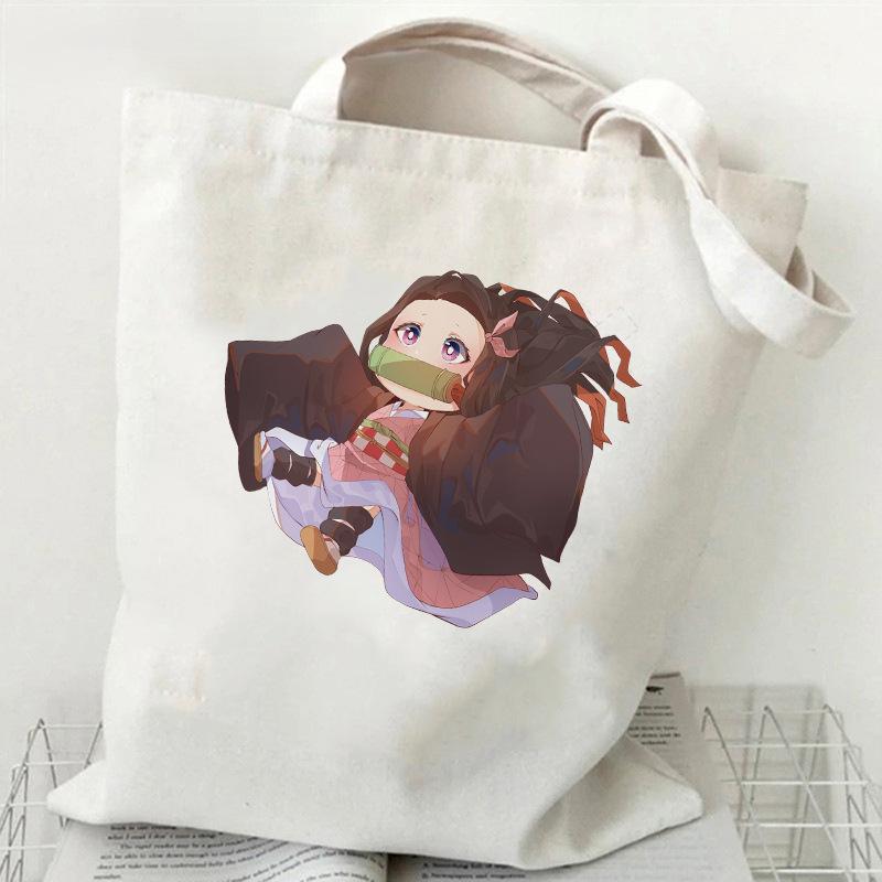 Japan cartoon comics Nezuko Kamado Demon Slayer Print Canvas Bag Stylish Women's Handbag Large Capacity Casual Shoulder Bag 7561 KTB