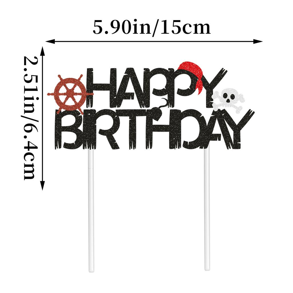 Pirate Theme Party Decoration Boy Birthday Flag Cake Card Balloon Set Customization