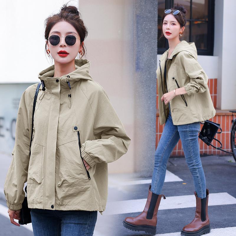 Popular explosive short coat top women's spring and autumn new loose fashion casual hooded jacket