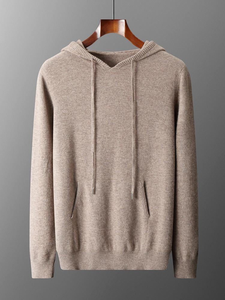 Men's Thick Wool Knit Pullover Hoodie - Autumn/Winter Collection