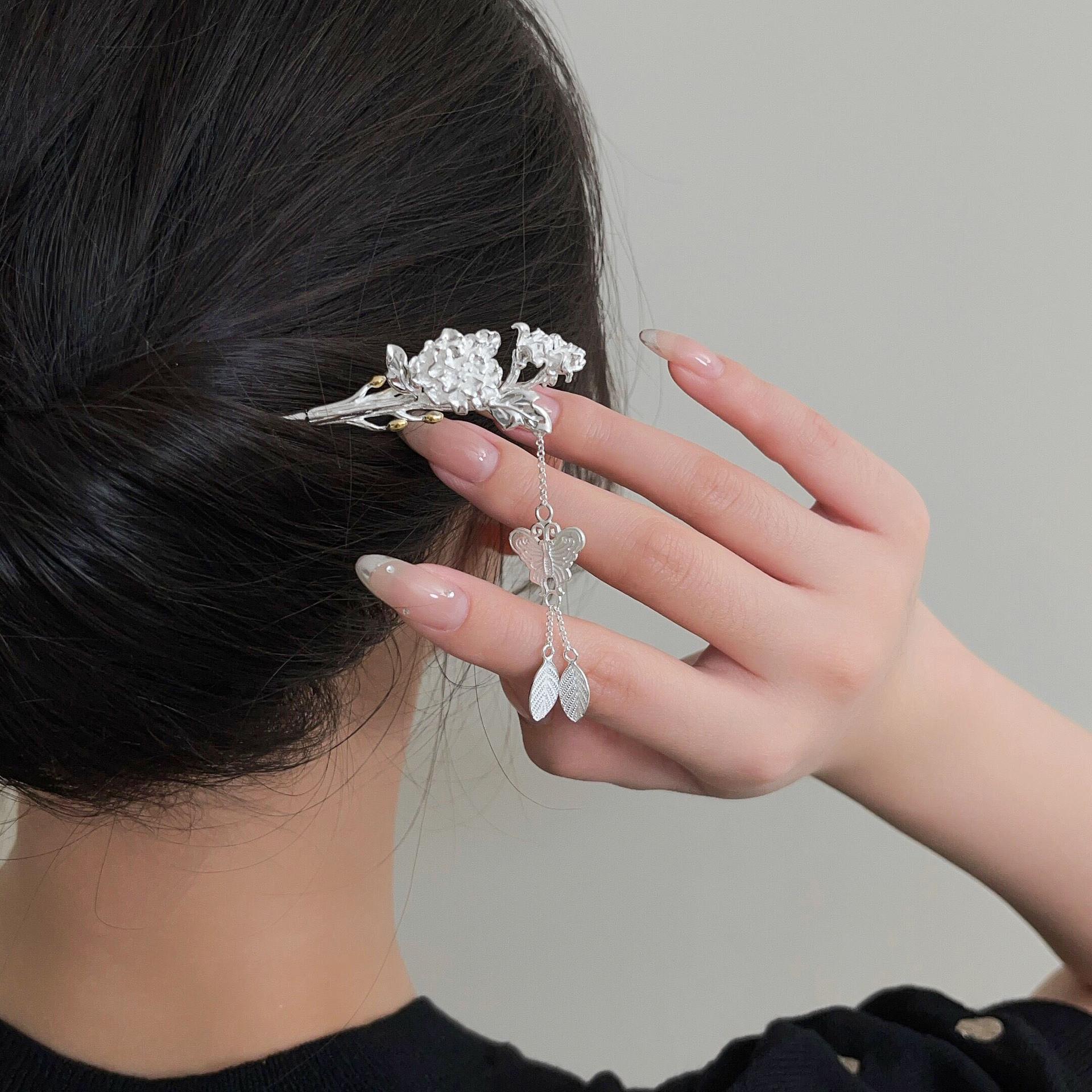 

Заколка для волос Yinruitai из стерлингового серебра с ароматом османтуса - Элегантный высококлассный аксессуар в древнем стиле для китайской высокой прически 925 silver