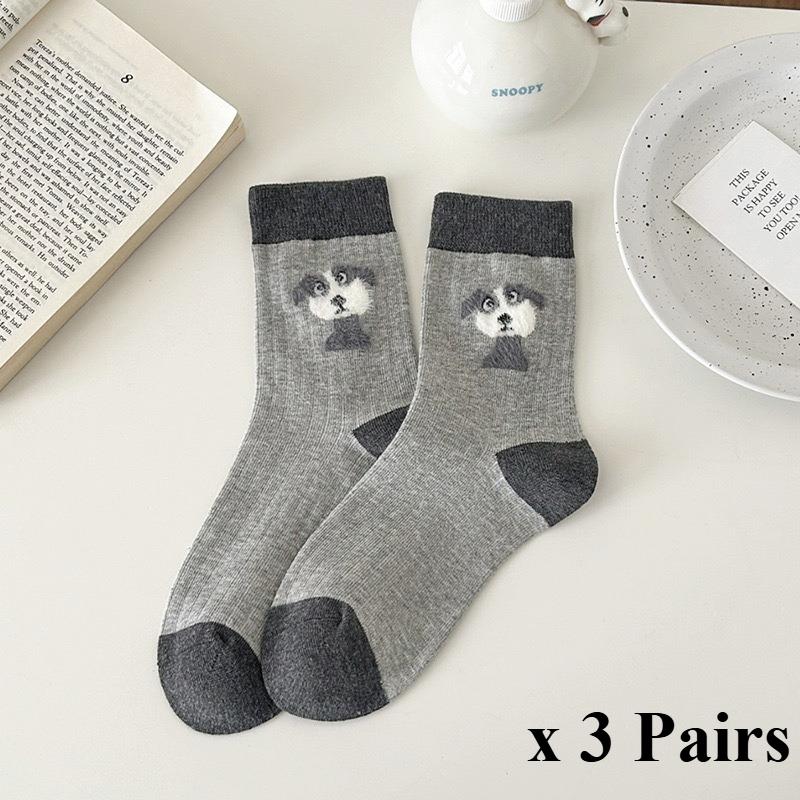 3 Perechi Șosete Dama Toamnă și Iarnă Până la Mijlocul Gambei Pluș Flocat Primăvară și Toamnă Șosete Pile Drăguțe