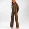 Autumn Winter Women's Knitted Pants Suits Round Neck Slit Sweater Loose Casual Knitted Wide-leg Pants Two-piece Knitted Suit Outfits