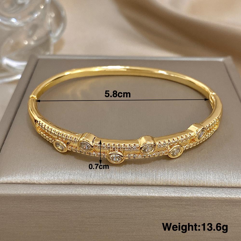 Bracciali Bangle Unici a Doppio Strato con Strass per Donna, Bracciale a Manica in Rame Placcato Oro alla Moda, Gioielli Regali