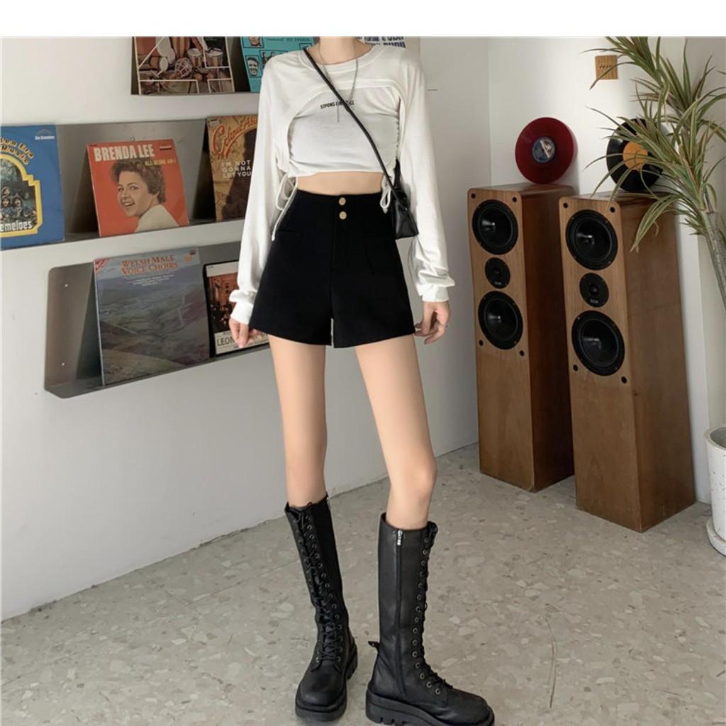 2024 Damen High Waist Schwarze A-Linien Sommer-Shorts: Schlankmachend, Vielseitig, Modisch für Freizeitkleidung mit Stiefeln