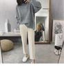 Women's Plus Size Woolen Harem Pants - Autumn/Winter, Thick, Loose Fit, Carrot Style, Casual Straight Leg.