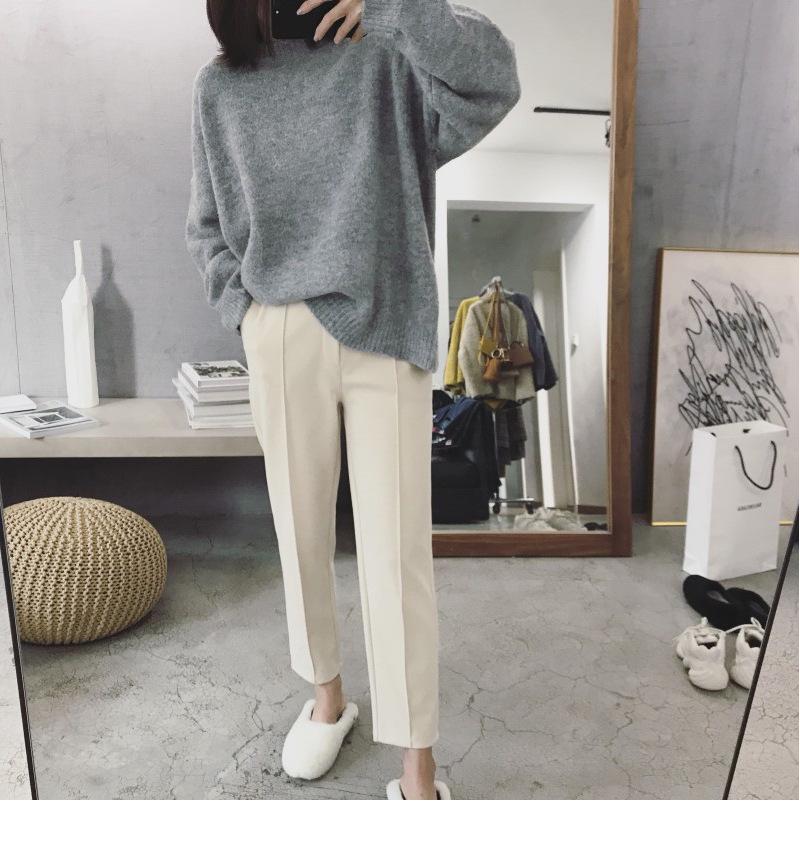 Women's Plus Size Woolen Harem Pants - Autumn/Winter, Thick, Loose Fit, Carrot Style, Casual Straight Leg.