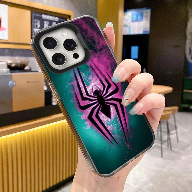 Black Spider Element Animal Print Phone Case For iPhone 16 Pro Max 15 14 13 12 11 XS X 8 7 Plus SE 2022 Shockproof Back Cover