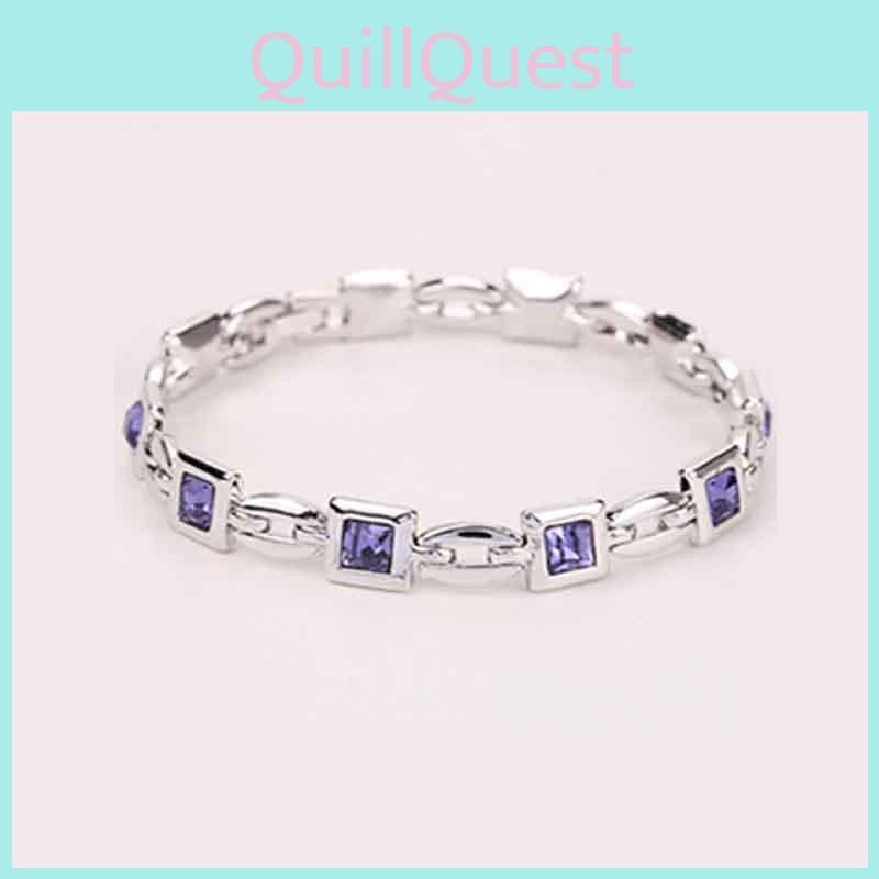 Fashion Jewelry Silver Plated Princess Cut Girl Elegant Crystal Bracelet Charm In Dazzling Multicolor