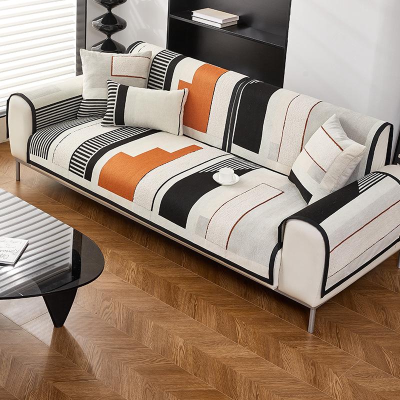 Chenier Sofa Cushion, Universal Non-Slip Seat Cushion For All Seasons, Nordic Light Luxury Leather Sofa Cover  New Cover