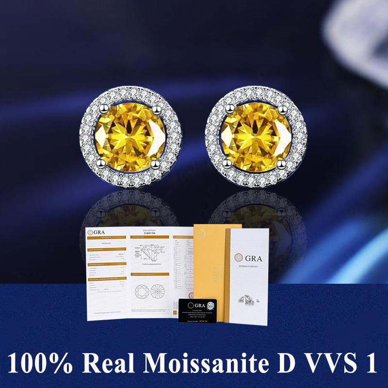 D VVS1 Moissanite Stud Earrings For Women Pass Diamond Tester Pen S925 Platinum Plating Moissanita With 2 GRA Certificates