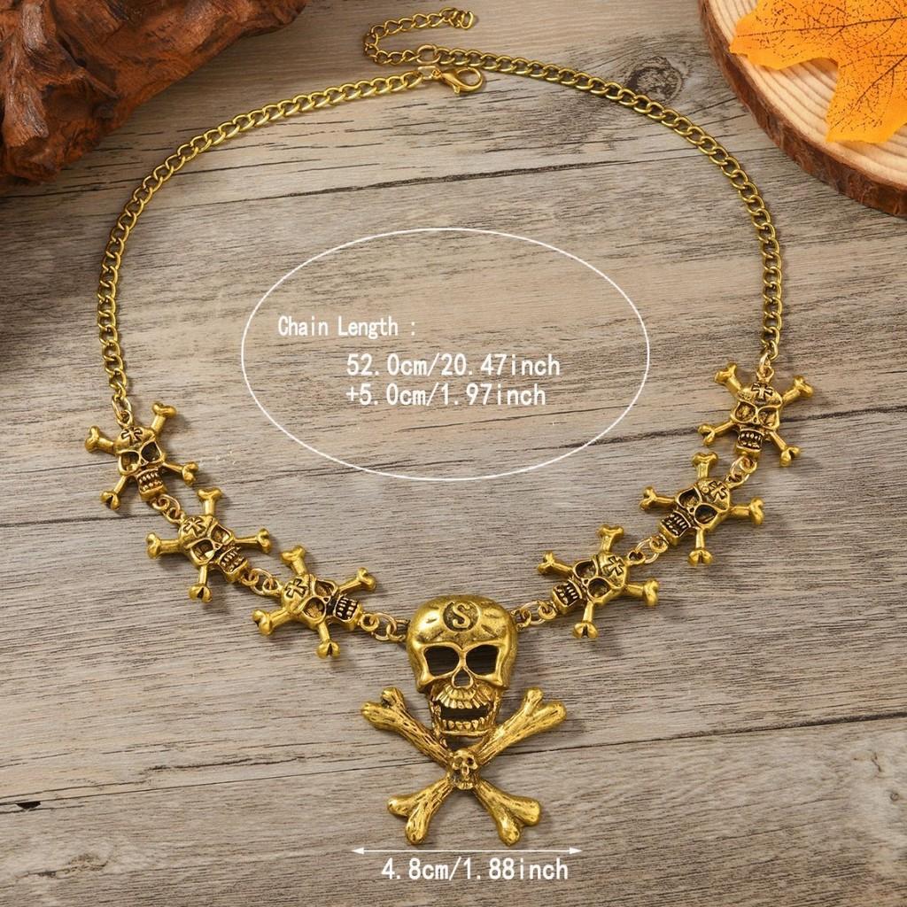 Dark Fantasy Skull Cross Necklace Metal Pendant For Festival Celebrations