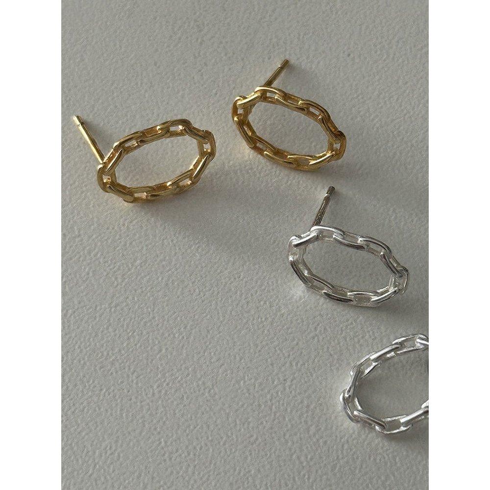 [925Silver] Oval Chain Earring (2Color)