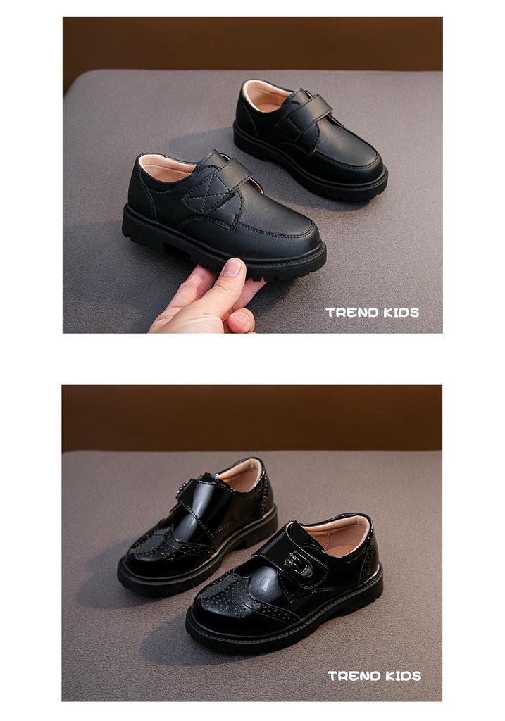 Boys' Black Leather Loafers - Soft Sole for Spring/Autumn, British Style, Perfect for Primary School Performances