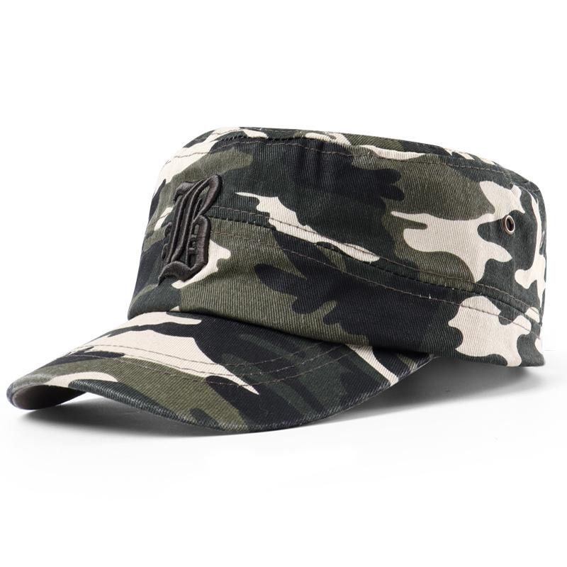 

New Washed Cotton Flat Top Military Cap Adjustable Outdoor Fisherman Caps Women Men Cadet Army Cap Retro Army Hats Bone Man Cap