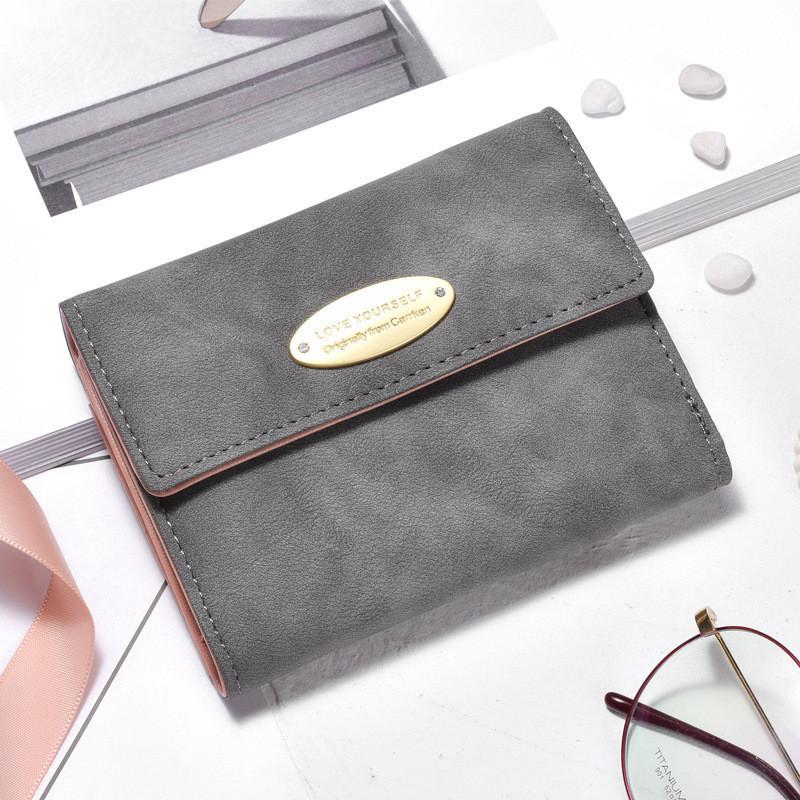 

Stylish Retro Women s Wallet Three-fold Coin Purse Korean Version Matte Finish сірий колір