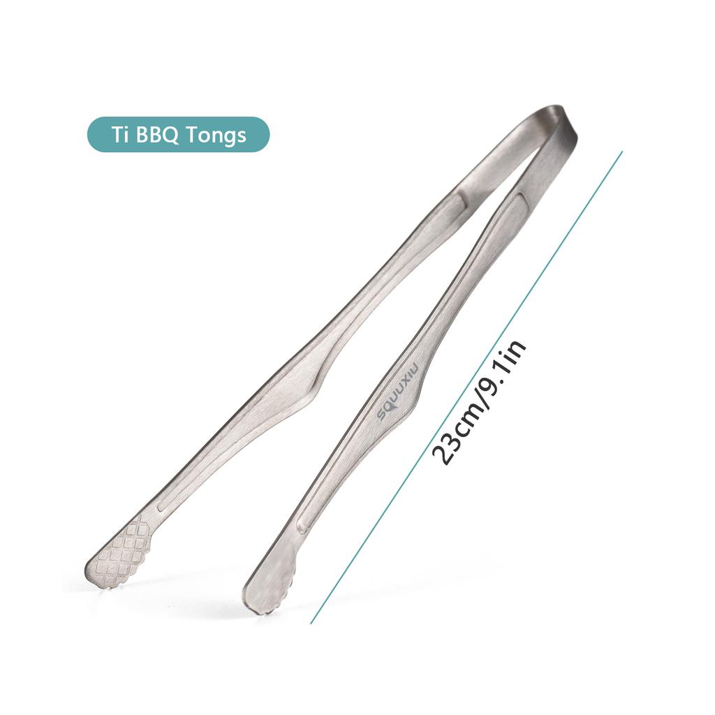 Ti Camping Grill Pan & BBQ Tongs Set Portable Outdoor Cookware Non-Stick Surface Matte Finish Perfect for 1 Person