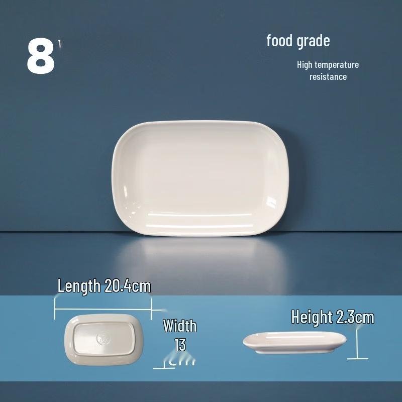 Tangyu White Melamine Rectangular Dinner Plates