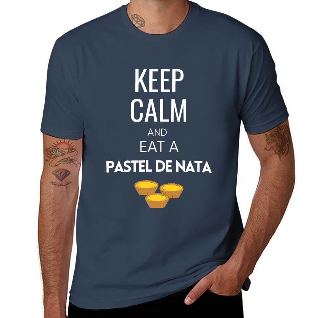 Mann T-Shirt weich Nata Keep Baumwollshirts - eat calm de für T-Shirt und eine Kultur Pastell Portugiesisch Anime