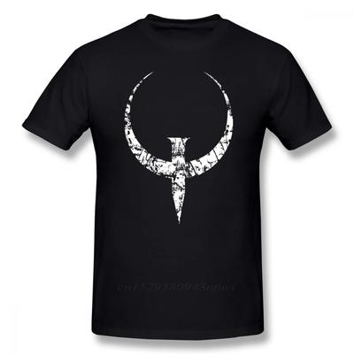 Quake T-Shirt Quake Weißes T-Shirt Grafik 100% Baumwolle T-Shirt Herren Kurzarm Klassisch Niedliches T-Shirt