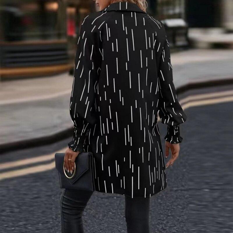 Spring Autumn 2023 Women Tops Streetwear Casual Loose Fashion Striped Shirt V-neck Long Sleeve Blouse Clothes Blusas 25284