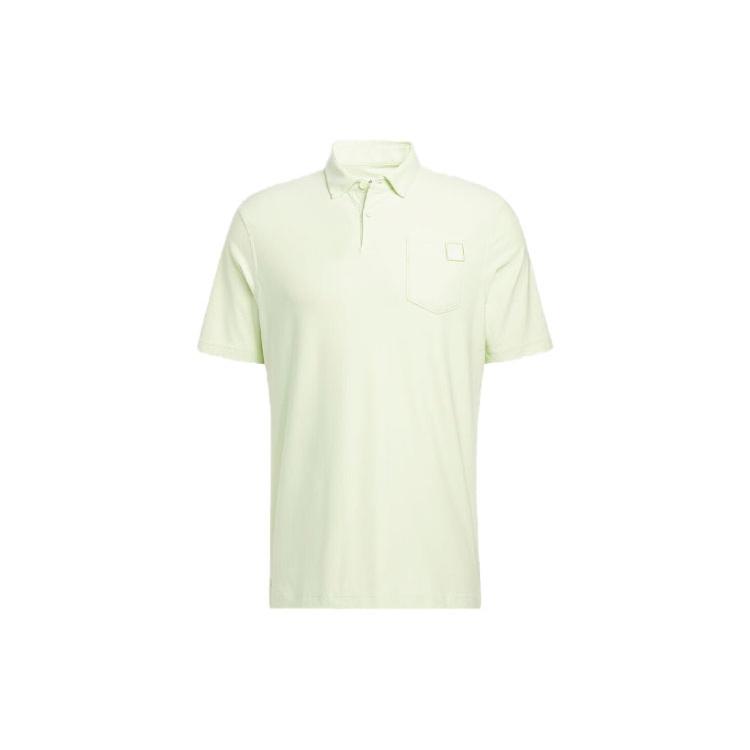Men s adidas Solid Color Patch Pocket Short Sleeve Green Polo Shirt HA9119 M