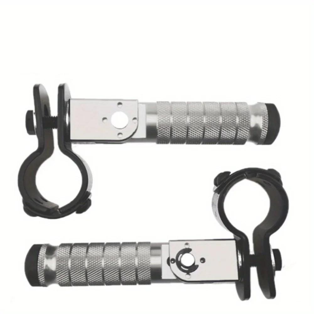 1 Pair Motorcycle Refitted Pedal CNC Aluminum Alloy Folding Pedal Electric Vehicle Safety Guard Bar with Foot Nails.
