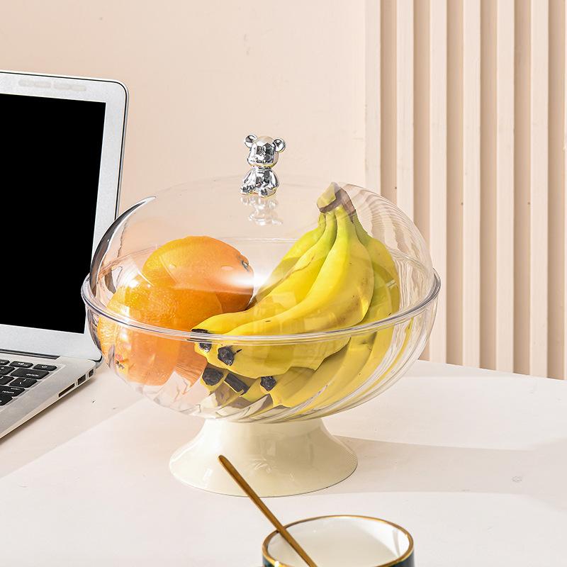 Light Luxury Feng Fruit Plate Home Living Room Coffee Table Snack Plate Cream High-Precision Ornament Thickened Plastic Fruit Plate
