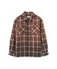 Un Outfit Washed Damaged Check Shirt Brown