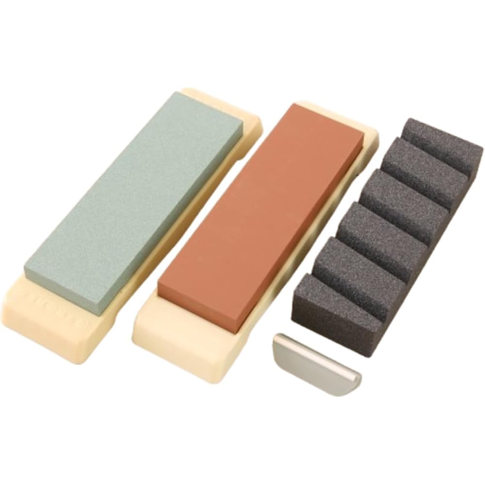 Naniwa Polishing Industrial 4 Piece Whetstone Set with Stand for Medium Finish #1000 Rough Grindi...