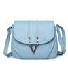 Elegant PU Leather Crossbody Bag for Women – Vintage-Style Design with Dual Zip Closure and Metal V Logo, Perfect for Daily Wear