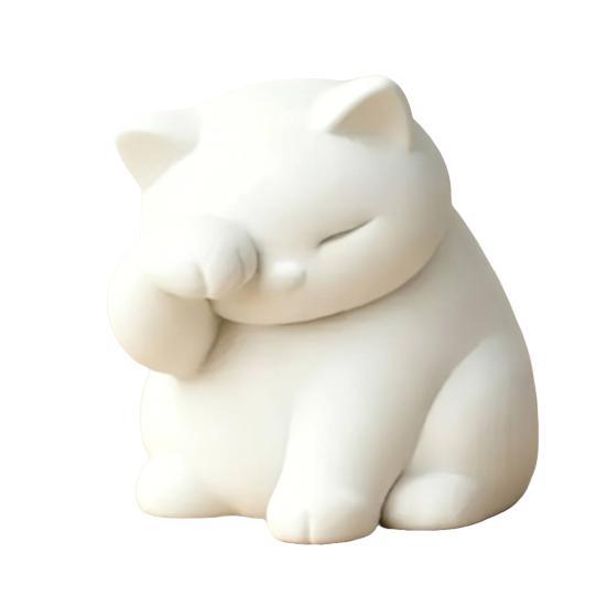 Umbra Studio Cat Ornament, 3D Printed Decompression Decoration, Matte Texture Face Covering Figure for Desktop Decor