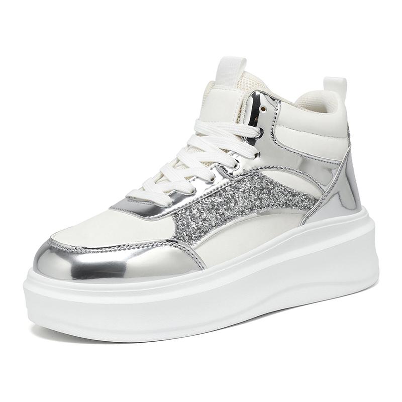 TUINANLE Winter Plüsch Warm Bling High-Top-Sneaker für Damen Schnürung Lässig Bequem Winter Outdoor Warm Damen Stiefel Schuhe
