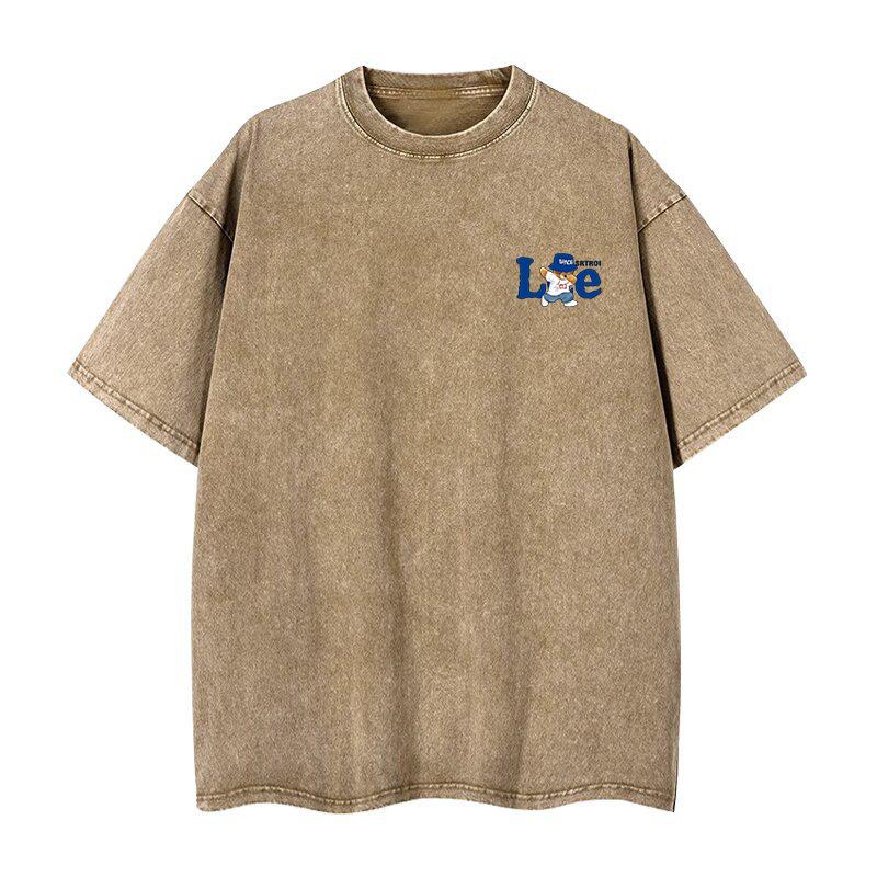 Washed pure cotton high-quality Korean brand trendy men s and women s unissed-style short-sleeved clothing