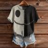 Women's Cute Sweater Knitted Fashion Casual Round-neck Short-sleeved  Cozy Print Top