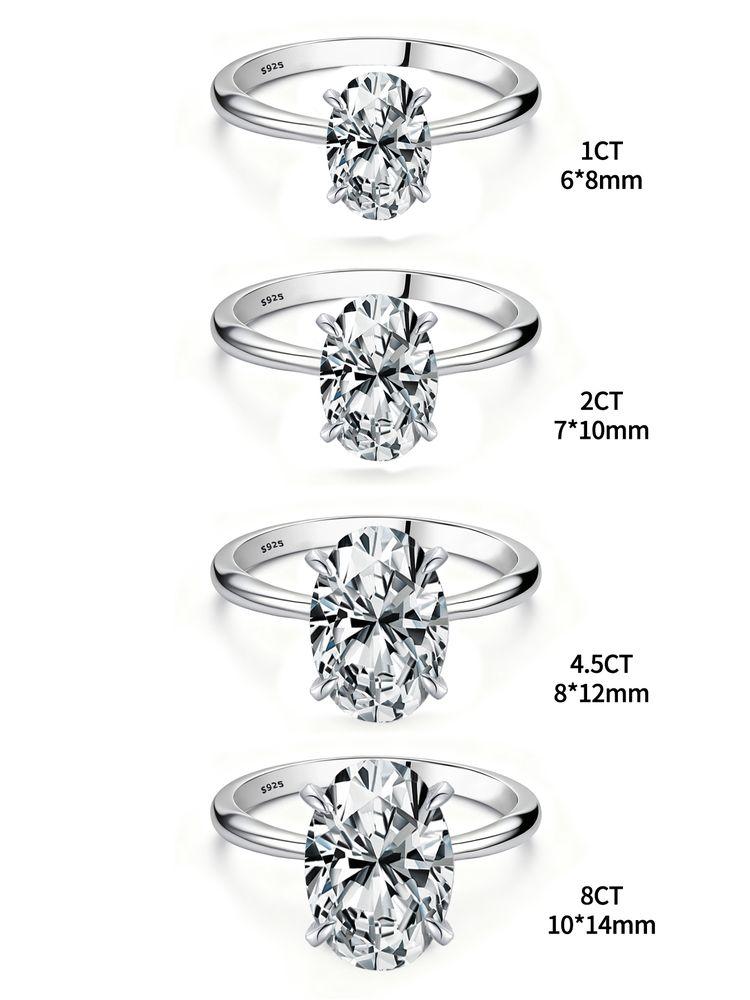 925 Zilver 1-8CT Zircon Prachtige Glanzende Ovalen Steen Ring Voor Vrouwen Verloving Bruiloft Luxe Hoge Kwaliteit Fijne Sieraden