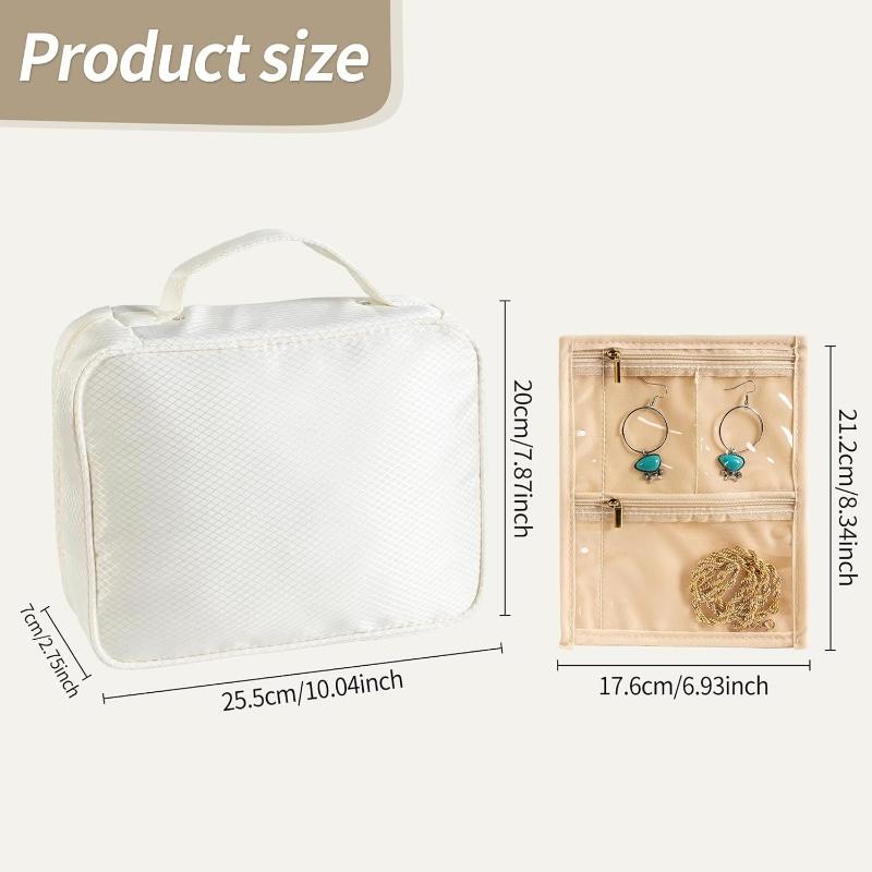 Travel Jewelry Organizer Bag Transparent Zippered Velvet Pouch Earring Ring Necklace Storage Case with Detachable Pages