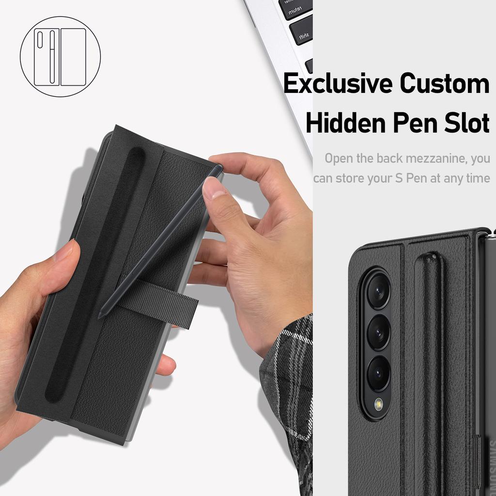 Integrierter versteckter Stiftschlitz, klappbare Handyhülle für Samsung Galaxy Z Fold 4, magnetische Klapphülle mit vollständiger Abdeckung, Galaxy Z Fold4