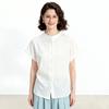 ENC Elegant White Cotton Short-Sleeve Blouse