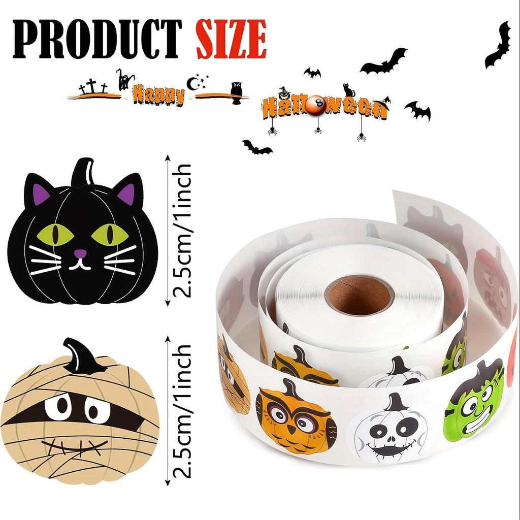 Halloween Horror Kürbis Aufkleber - 8 einzigartige Kürbisdesigns für Umschläge, Wasserflaschen, Handyhüllen, Journals & DIY Dekorationen