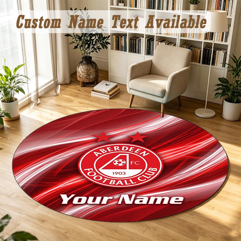 Round Rug Custom NameAberdeen FC Pattern Non Slip Carpet Home Floor Decor