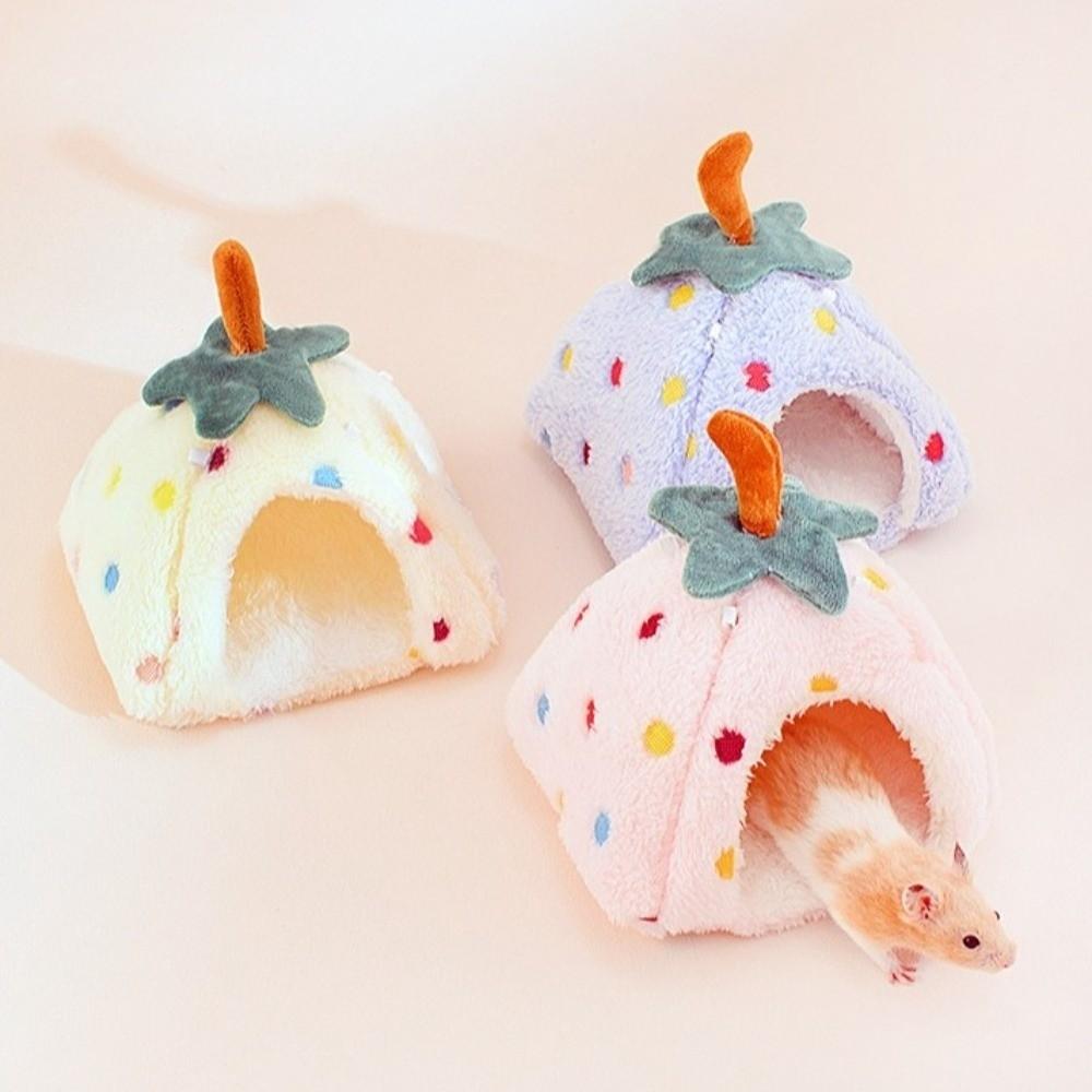 Thickened Plush Hamster Warm Bed Cozy Hideaway Hamster Nest Pet Cotton Hut  Cage Accessories