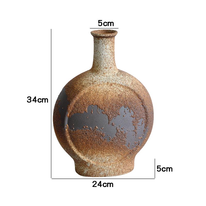 Retro Wabi-Sabi Zen Pottery Vase for Home and Hotel Decor
