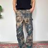 Retro American Branch Camouflage Graffiti Jeans Men's Style Niche Design Versatile Straight Logging Trousers