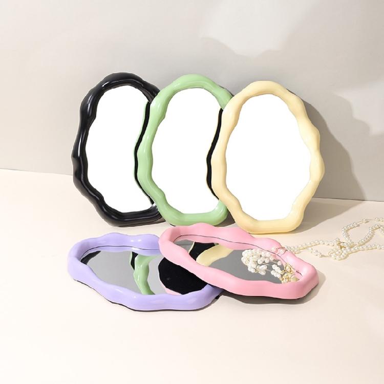Artistic Cloud Shape Makeup Mirror for Desk and Tabletop Vanity Mirror with Adjustable Brackets Aesthetic Mirror Decors