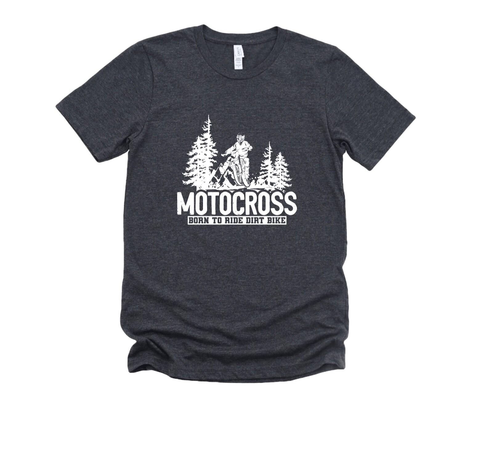 Motocross Born to Ride Dirt Bike Graphic Tee, Unisex, Short Sleeve T-Shirt, Dirt Bikes, Riding, Mountains L